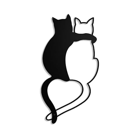 Kas Home Cat Metal Wall Decor Iron Cat Wall Art Cute Cats Wall Decor Signs for Living Room Bedroom Kitchen Office Wall Hanging Décor Cover