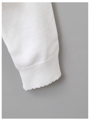 OYOANGLE Girl's Cropped Cardigan Sweater Swiss Dots Frill Trim Long Sleeve Knitted Bolero Shrug4