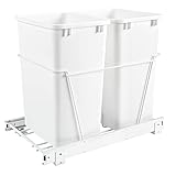 Rev-A-Shelf Double Pull Out 35 Qt Sliding Waste Bin Trash Container for Base Kitchen Cabinet, Wire...