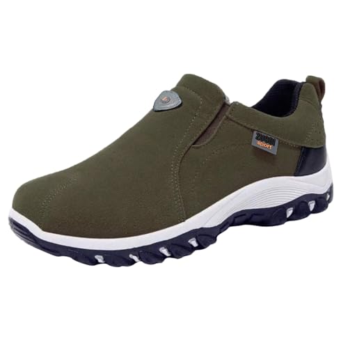 Zapatillas de ante para hombre, zapatillas deportivas para exteriores, transpirables, bajas, ligeras, planas, antideslizantes, para correr, para el tiempo libre, para caminar, verde, 42 EU