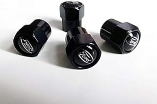 Forrd black top set of four black gloss metal car valve tyre dust cap