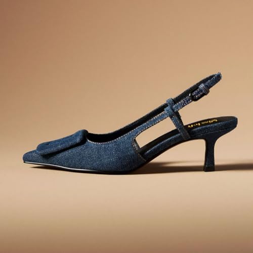 miss left Women Trendy Closed Pointed Toe Mid Heeled Pumps Strap Buckle Thin Heel Slip On Slingback Sandals Casual Outdoor Dressy Shoes Size 4-16 US2