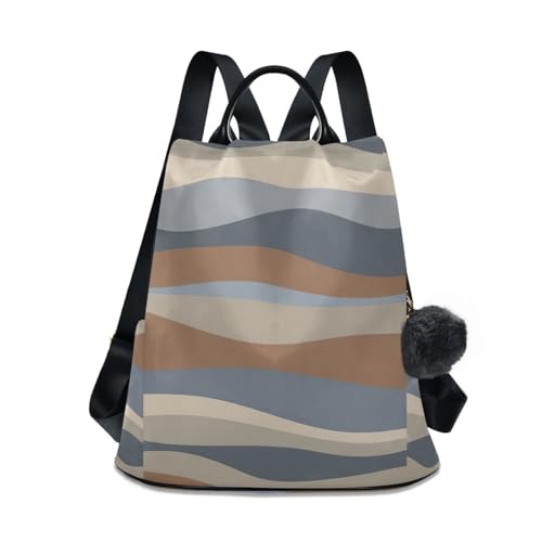 Sac de voyage tendance marron au design abstrait vagues, finitions élégantes avec pompon
