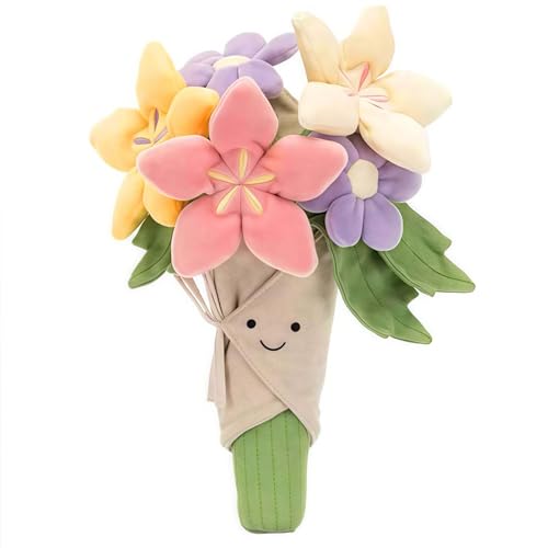 Brautstrauß Plüschtier – Süße Plüsch Blume als Blumenkissen & Emotional Support Plant (25 cm) – Kuschelige Plüsch Pflanze für Hochzeit, Geburtstag, Geschenk – Beruhigende Puppe mit PP-Füllung