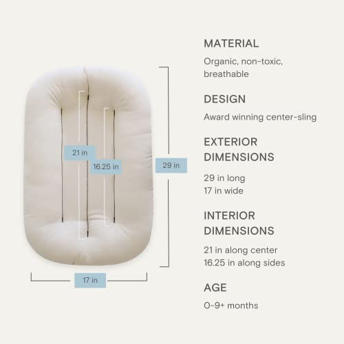 Snuggle Me Organic Bare | Baby Lounger & Infant Floor Seat | Newborn Essentials | Organic Cotton, Fiberfill | Sparrow