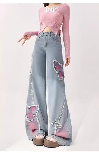 Y2k Butterfly Jeans - Goth Pants, Grunge Pants, Straight Leg, High Waisted, Aesthetic3