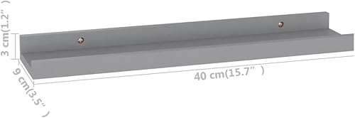 Miniatura 2 de Estantes de oficina, estantes de baño, estantes de almacenamiento, 4 unidades, color gris, 15.7 x 3.5 x 1.2 pulgadas, adecuados para decoración de