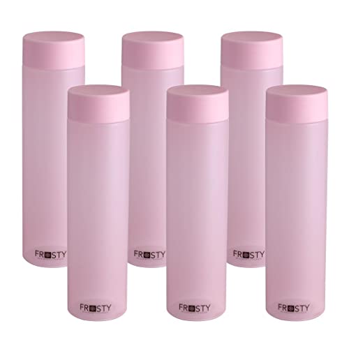 Image of Frosty Unbreakable Round Water Bottle 1 Litre | Set of 3 | Plastic Water Bottle | Office Bottle | Gym Bottle | Home | Kitchen (1.00, PINK, 3, FROSTY - R)