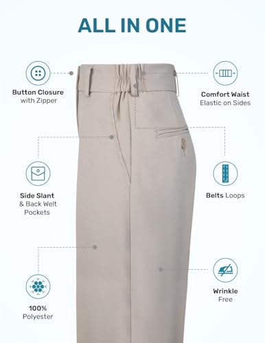 S.H. Churchill & Co. Boy's Comfort Waist Dress Pants and Belt - Khaki, 73