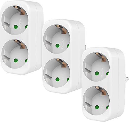 Doppelstecker Verlängerung – Kurzes 2-fach Verlängerungskabel, 250V/16A, 3680W Max, Weiß Mit PVC-Kabel