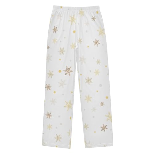Boys' Pants Christmas New Year Gold Snowflakes Long Bottoms Jogger Pants Elastic Waist Trousers with Pockets S-XL