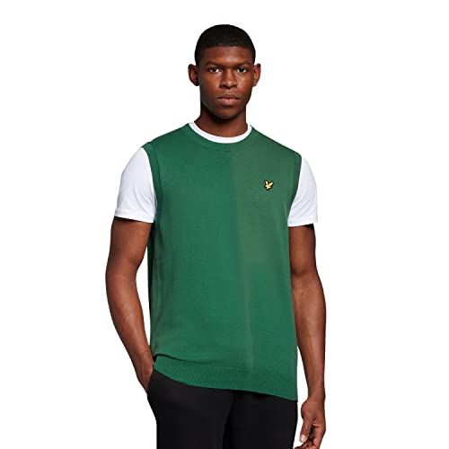 Lyle & Scott Chaleco de algodón con cuello redondo para hombre, color verde inglés, English Green,...