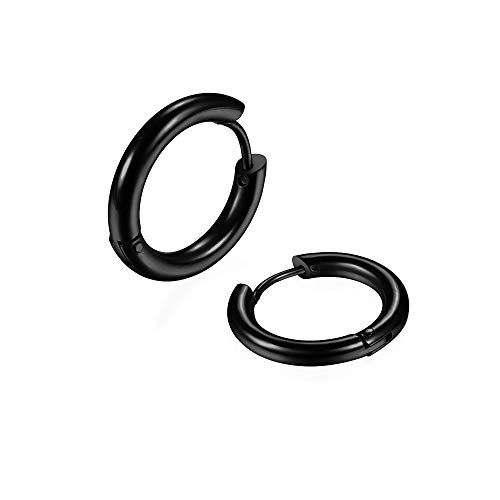 Image of 316L Surgical Stainless Steel Huggie Hoop Earrings 6mm 8mm 10mm 11mm 12mm 14mm Hypoallergenic Earrings Hoop Cartilage Helix Lobes Hinged Sleeper Earrings For Men Women