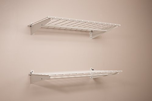 Hyloft 2-Pack Heavy Duty Steel Wall Garage Shelving, 36-Inch X 18-Inch Adjustable, Includes Hanging Rod, Max Shelf Load 200 Pounds, Item 777, White Powder Coated Finish