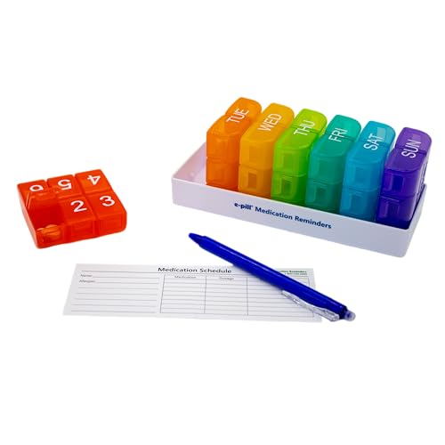 e-Pill 6 Times a Day x 7 Day Large Weekly Pill Organizer - Multicolor