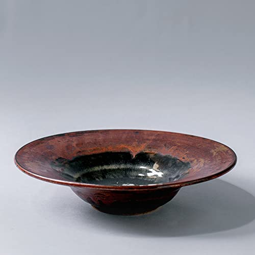 Plato de cuenco de cerámica Vintage rústico hecho a mano decoración del hogar esmalte negro de cobre texturizado