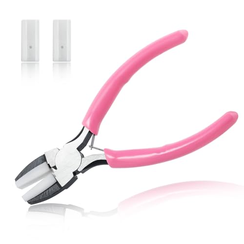LEONTOOL Flat Nose Pliers for Jewelry Making with 2 Replacement Tips
