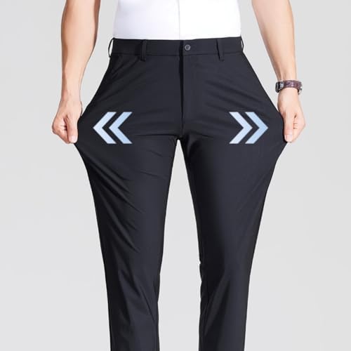 Timelessflex - Men's High Stretch Straight Fit Pants, Slim Fit Business Dress Golf Pants, Men's Ice Silk Casual Trousers4