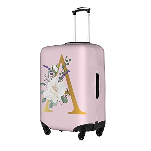 Flower Lette A Pink Luggage Cover Elastic Washable Stretch Suitcase Protector Anti-Scratch Travel Suitcase Cover for Kid and Adult L (25-28 inch suitcase)2