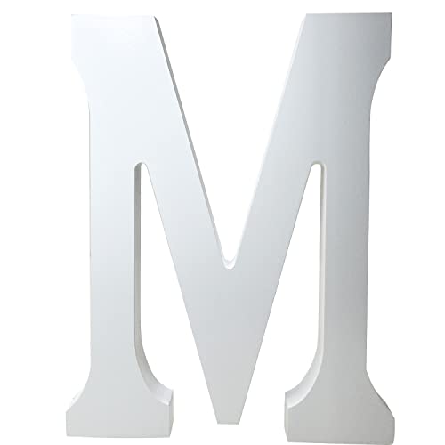 Image of Wooden Letters M,8 Inch Big Wooden Alphabet Letters Unfinished Large Standing Letters Design for Wall Desk Decor,Party, Home Sign Board Decoration