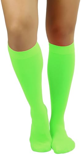 Image of ToBeInStyle Women's Opaque Knee High Nylon Fashion Socks Solid & w /Front Satin Bow