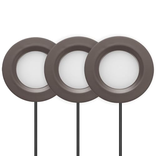 Getinlight 2.75' Under Cabinet LED Puck Lights Kit, Plug-in 12V Set with in-Line Dimmer, 3000K Warm...