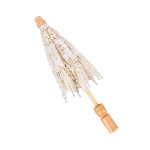 LYXYGMV Sombrilla de algodón con bordado encaje Beige, accesorios elegantes for fotos boda, paraguas artesanal decorativo for despedida soltera Para Decoración