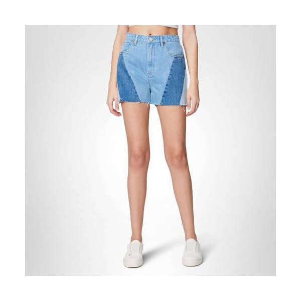 [BLANKNYC] Womens High Rise Denim Side Patchwork Cut Off Shorts, Stylish Clothing