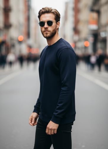 Image of Mack Jonney Men Regular Fit Fleece ||Black||Round Neck Solid||Sweatshirt-JM3911