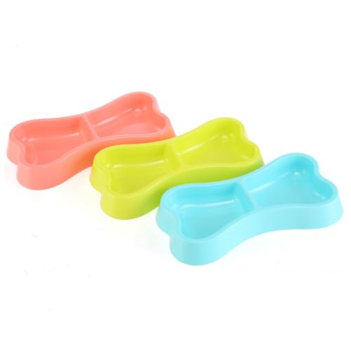 LOLIPPYY Ciotola Doppia per Cani Forma Osso in Plastica Sicura Non Scivolante per Cibo e Acqua Accessorio Pet Blu per Cani e Gatti