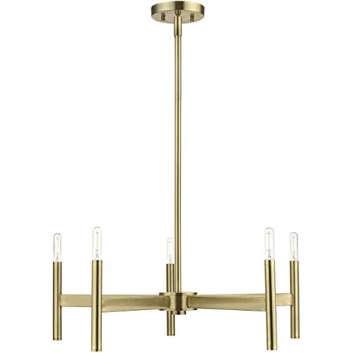 Copenhagen - 5 Light Chandelier in Mid Century Modern Style-19.75 Inches Tall and 25 Inches Wide-Antique Brass Finish