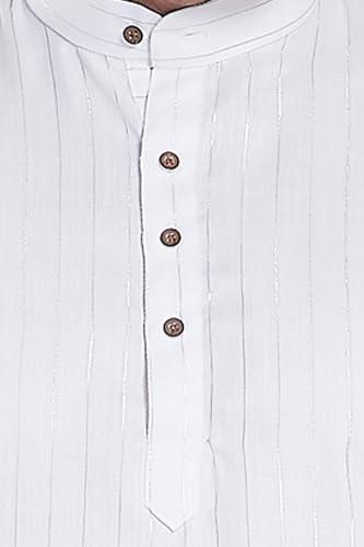 Image of DIVISIVE Men's Self Zari Line Cotton Blend Slim Fit Kurta Pyjama Set