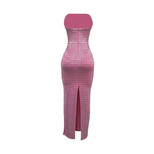 Image of PORRCEY Women's Sexy Rhinestone Lace Sheer Mesh Formal Evening Dress