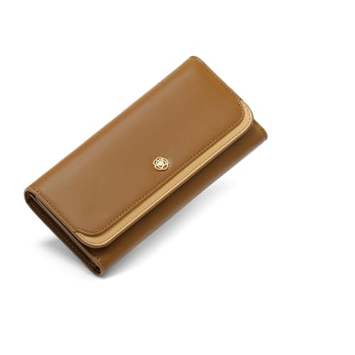 Women's Wallets RFID Blocking Leather Trifold Clutch Slim Wallet Ladies Purse Credit Card Holder Travel Wallet (BROWN)