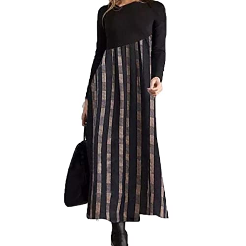 Robe florale élégante pour femme - Automne et hiver - Décontracté - Manches longues - Imprimé bohème - Col en V - Pour cocktail, m, XXL Cover