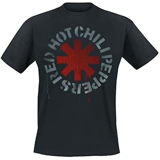 Red Hot Chili Peppers Stencil Black Homme T-Shirt Manches Courtes Noir 5XL - Les Beatles, Paul McCartney, John Lennon, RIngo Starr, George Harrison