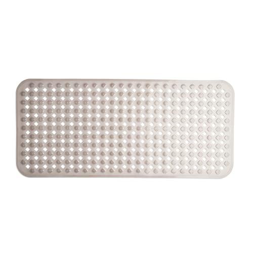 TranquilBeauty - Tapis de Bain antidérapant - Diamond Cut Clear Grey 88x40cm avec ventouses - Lavable en Machine - Tapis de Douche idéal pour Les Personnes âgées et Les Enfants Cover