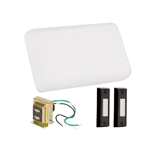 Craftmade Lighting CK1001-W Builder - 8.38 Inch Chime Kit with 2 Black Buttons and T1610 Transformer White Finish