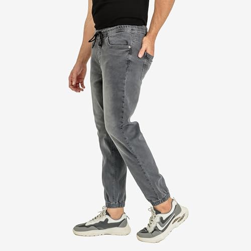 Essentials Men's Casual Slim Fit Denim Jogger Pants Relaxed Fit, Elastic Waist, Adjustable Fabric4