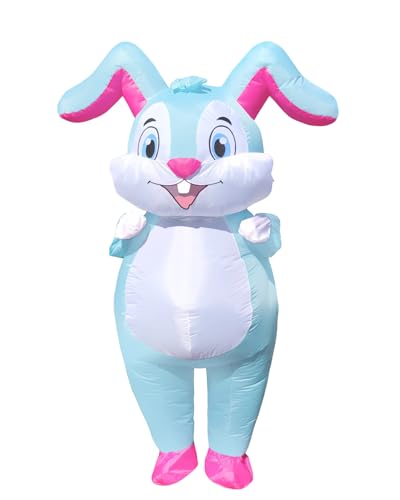 Costume de lapin gonflable pour adulte – Costume d'air d'équitation pour homme et femme – Costume amusant pour Halloween, Noël, Pâques, carnaval, fête (costume de rabbit gonflable pour femme adulte)