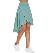 THE GYM PEOPLE Women's High Waist Wrap Ruffle Hem Asymmetric Skort High Low Flowy Midi Skirt with...