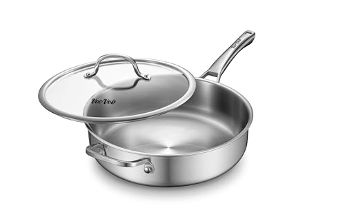 Comparison: Best Dishwasher Safe Stainless Steel Cookware 9 VocVoi 6-Quart Stainless Steel Saute Pan with Lid, 12-Inch Skillet, Dishwasher & Oven Safe, Works on All Cooktops