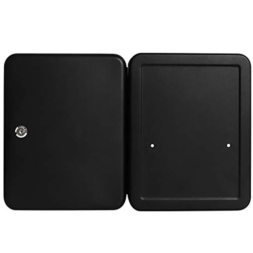 Jssmst Key Lock Box Wall Mount Security Key Storage Box, Locking Key Cabinet Wall Mount With 48 Key Hooks & Tags Key Labels, 11.81 X 9.45 X 2.95 Inches, Black Matt #TOP4