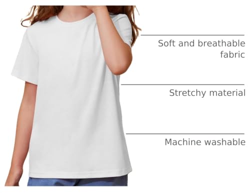 Image of ZDC Girls' Short Sleeve Shirts Kids Crewneck T-Shirts Summer Tops Basic Tees 5-14 Years