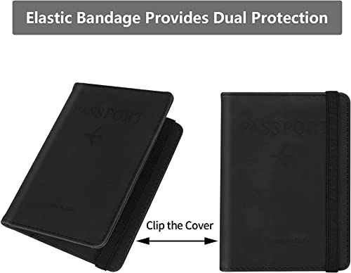 Image of House of Quirk Passport Holder Cover Travel Wallet Organiser, Passport Case with PU Leather Travel Document Holder for Men and Women Travel Accessories (Black)