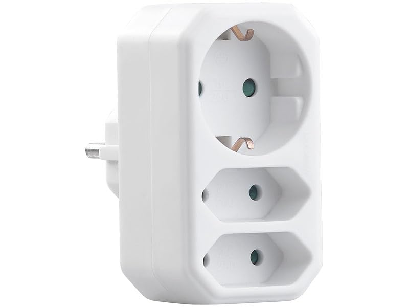 2er Set Dreifach-Steckdosen Adapter mit Kindersicherung – Robuste Schuko Dreierstecker Stromverteiler für Zuhause Büro Werkstatt 2