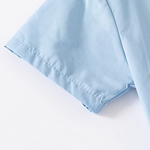Little & Big Boys Solid Color Short Sleeve Button Down Shirt with Pockets for 2 to 8 Years Old (Sky Blue, 7-8 Years)3