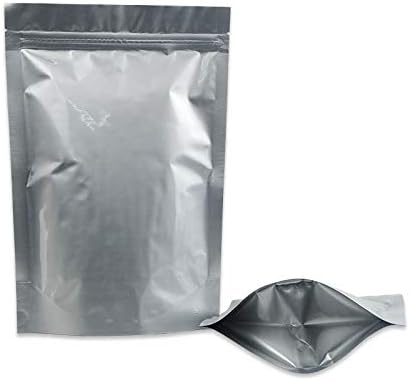 3.9x5.9 inch 100 Pcs Doypack Heat Seal Pure Aluminum Foil Package Bag for Coffee Candy Snack Food Grade Storage Bags Stand Up Smell Proof Mylar Bags