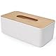 UHETLET Kosmetiktücher Box Holz Tücherbox mit Deckel aus Bambus Taschentücher Box 26x13x9cm Tücherbox Weiß Nachfüllbar Taschentuchbox Quadratisch Tissue Boxen Taschentuchspender für Handelsübliche