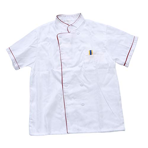 Cabilock Mens Short Sleeve Shirts Mens Short Sleeve Shirts Unisex Chef Coat Kitchen Short Sheeve Chef Jacket Kitchen for Men and Women Size White Cropped Jacket White Cropped Jacket
